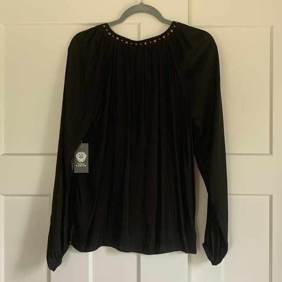 {Vince Camuto} Black Embellished Long Sleeve Blouse - Picture 4 of 6